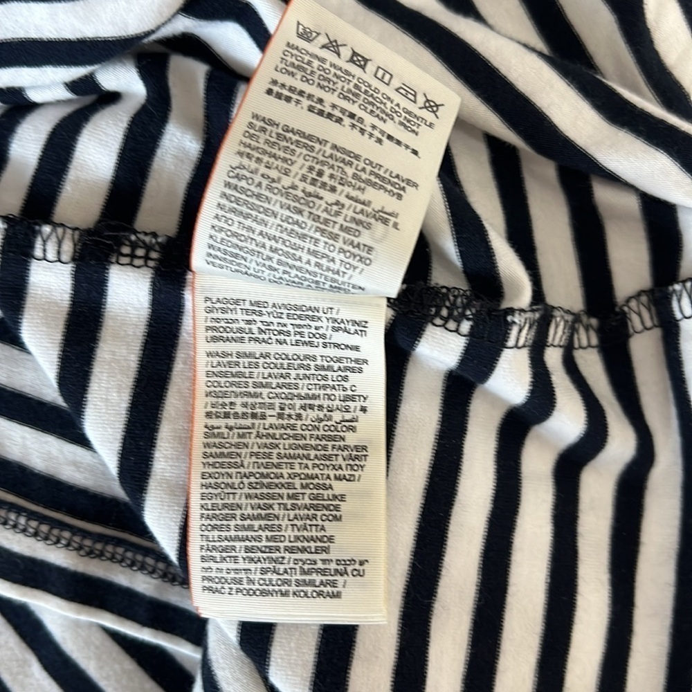 SuperDry Jersey Cotton Navy Stripe Dress Lace Sleeve Accent Sz 8 US - Picture 12 of 14